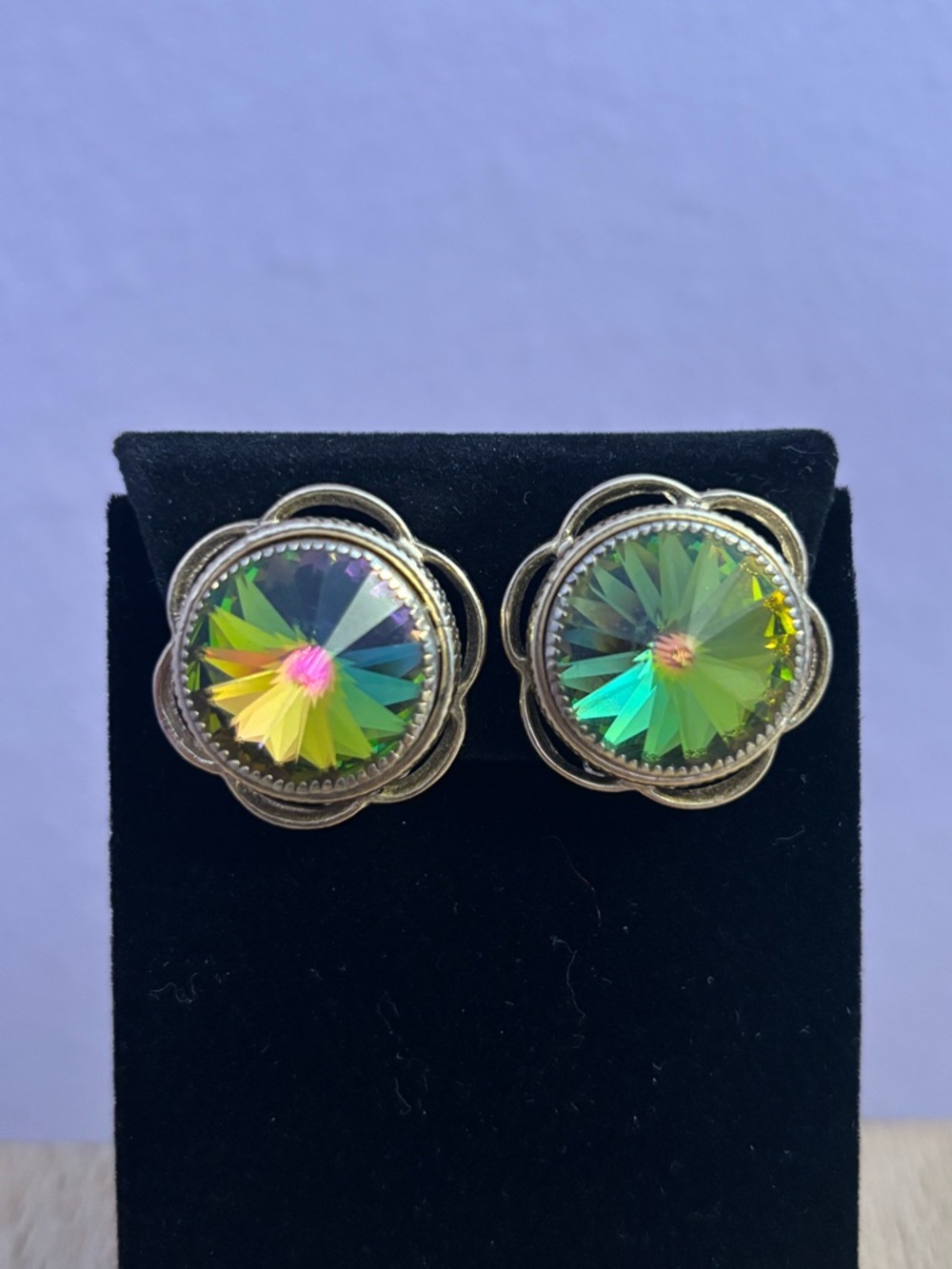 Gold-Tone Watermelon Crystal Clip-On Earrings